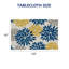 Tapis de table à motif géométrique bleu marine 60 x 120 po avec bords ondulés, repas à domicile, rassemblements maison