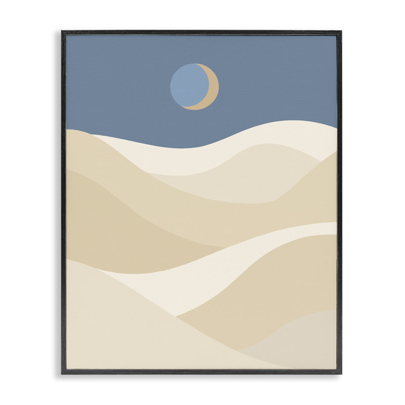  Croissant de lune sur dunes, estampe numérique encadrée par Daphne Polselli, H 14 po x l 11 po, Giclée encadrée noir minuit