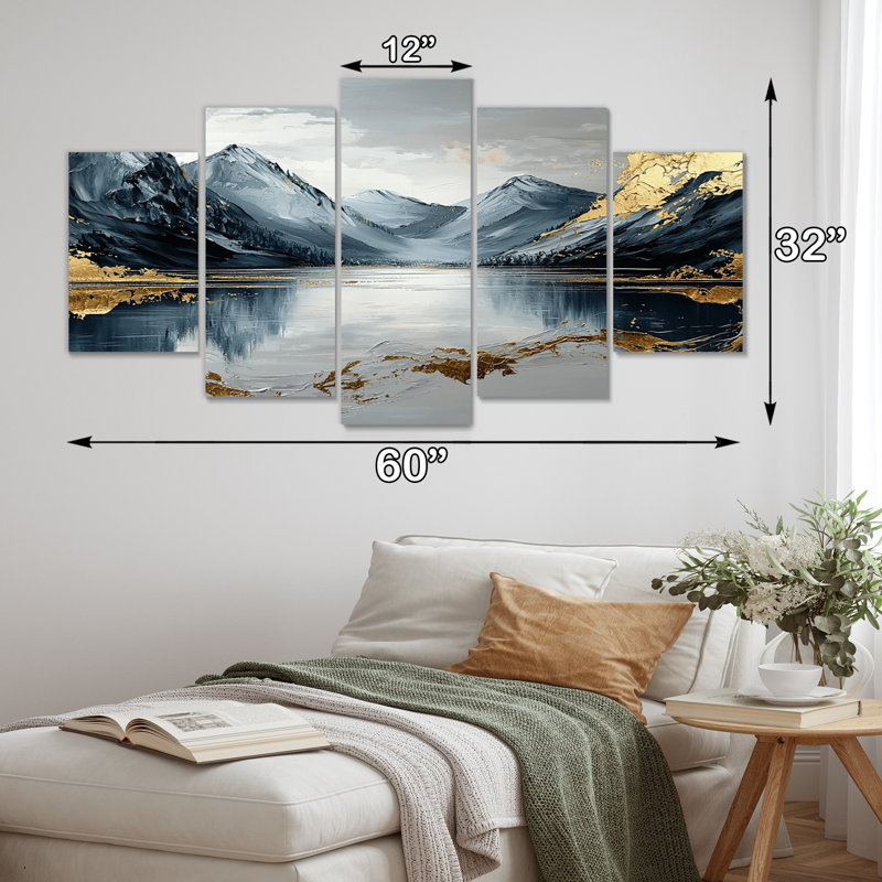 «Blue and Gold Loch Ness Mist Écosse» - ensemble d'art mural sur toile Écosse