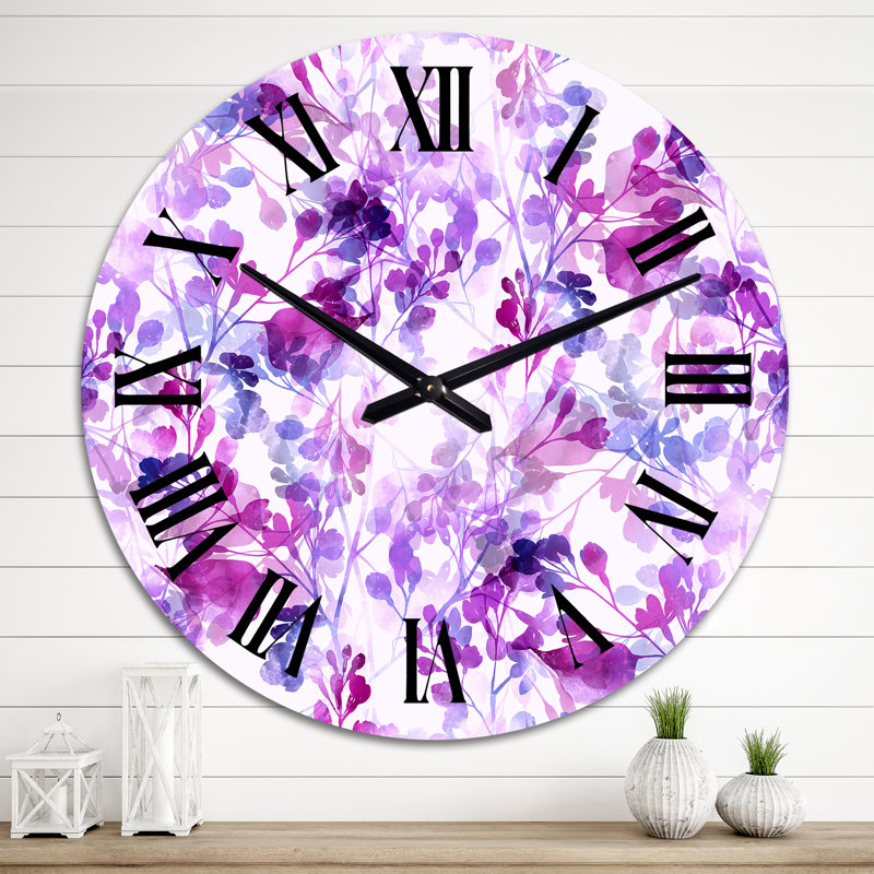 Branches Limbs Lilac - Patterned wall clock, Oversized