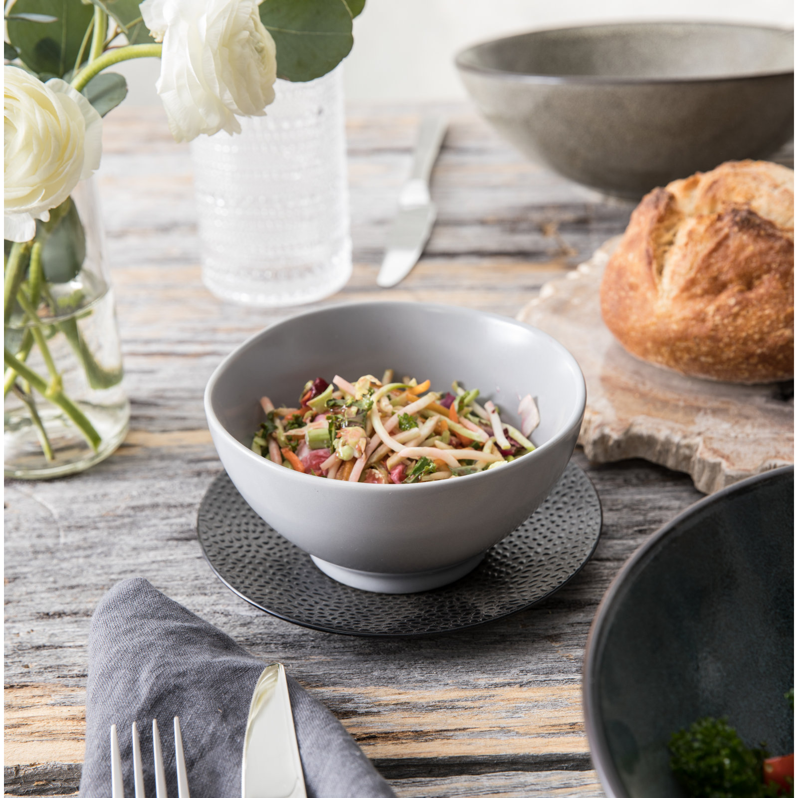 Heirloom Stoneware Rice Bowl, Smoke