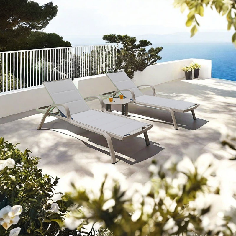 Adjustable Outdoor Lounge Chair Outdoor Chaise Lounge Set with Table