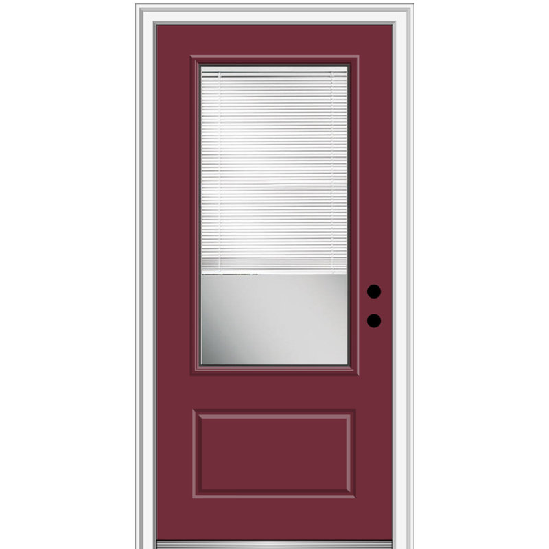 Porte d'entrée interne pré-montée en fibre de verre 1 panneau, Blanc brillant, Côté gauche