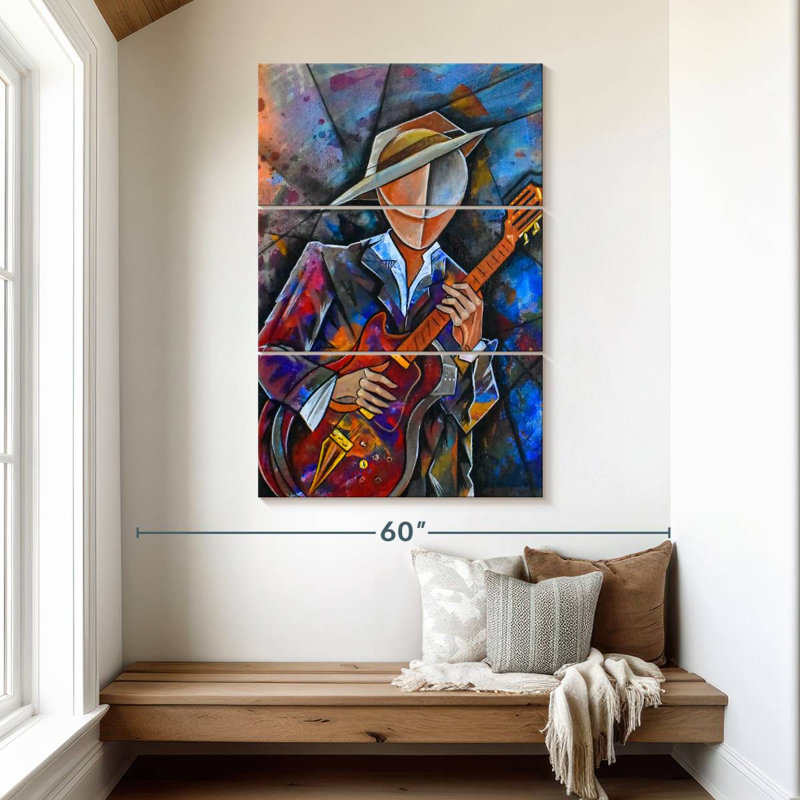 Abarca Cubist Guitar Musician, 50" H x 32" W