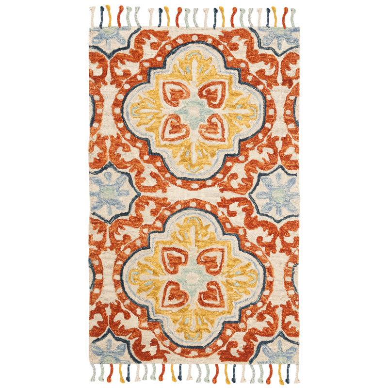 Vahakn Hand Tufted Wool Floral Rug, Rectangle 3' x 5'