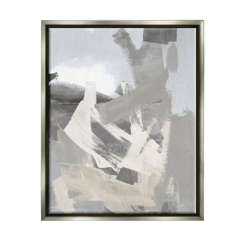 Chaotic Gray, peinture sur bois, reproduction encadrée, Cadre flottant gris lustré, 21" H x 17" W x 1.7" D