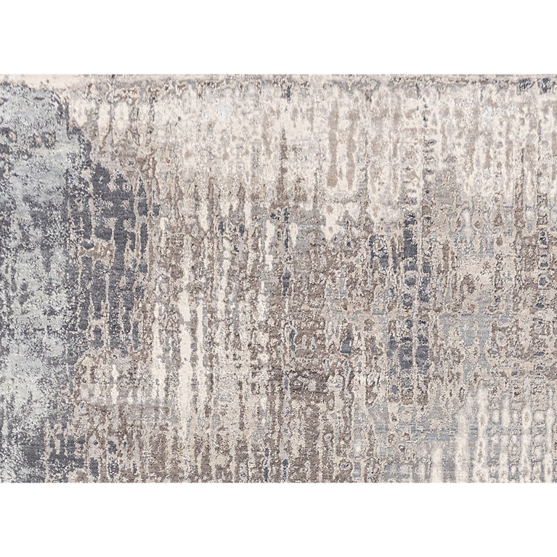 Hand Knotted Abstract Area Rug in Sand/Beige/Gray, Rectangle 8' x 10'