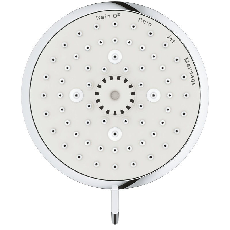 Tempesta Fixed 4-Setting Shower Head Rain O2 Rain Massage Jet Settings, Matte Black, 1.75 GPM