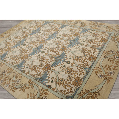 Hand Tufted Wool Modern Contemporary Oriental Area Rug Beige Moss