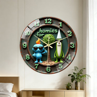 Horloge murale en verre 16 po Homies For Tree