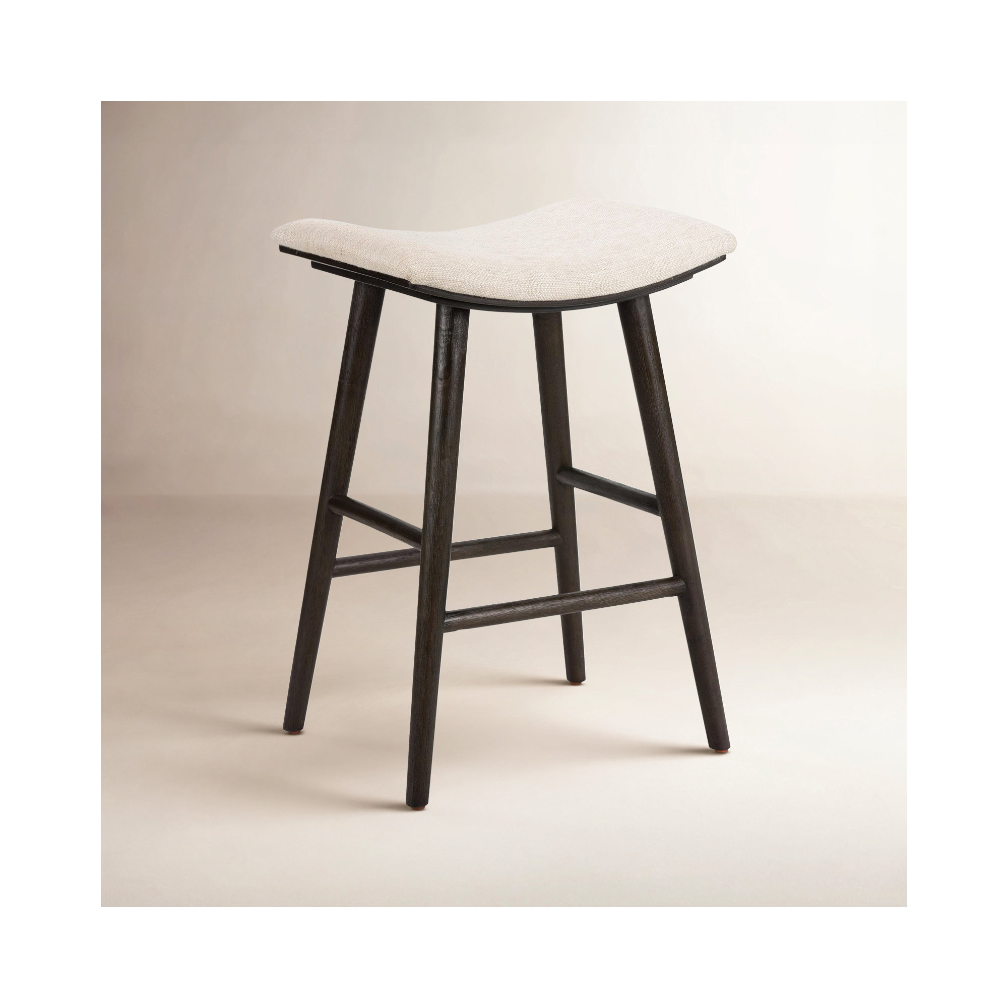 Schaeffer Solid Wood Stool, Counter Stool (26" Seat Height), Rayon/Viscose - Essence Natural/Black Parawood