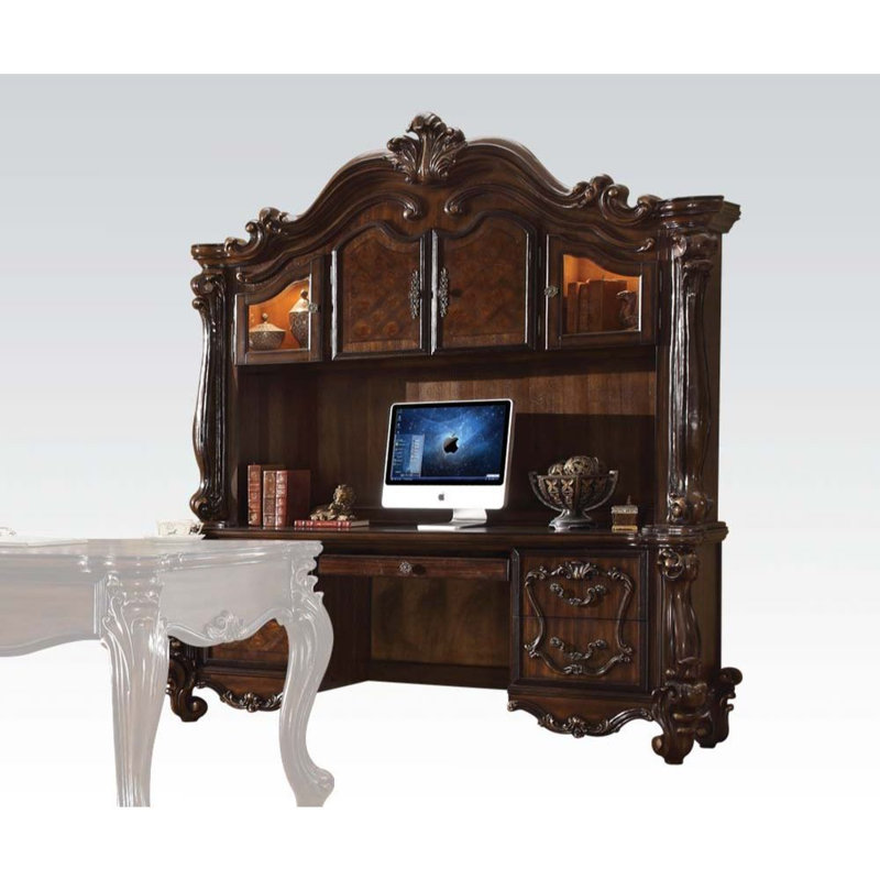 Amedori Computer Desk With Hutch, 92" H x 76" W x 21" D, Cherry Oak