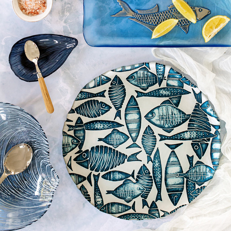 Plateau rond en verre Isola