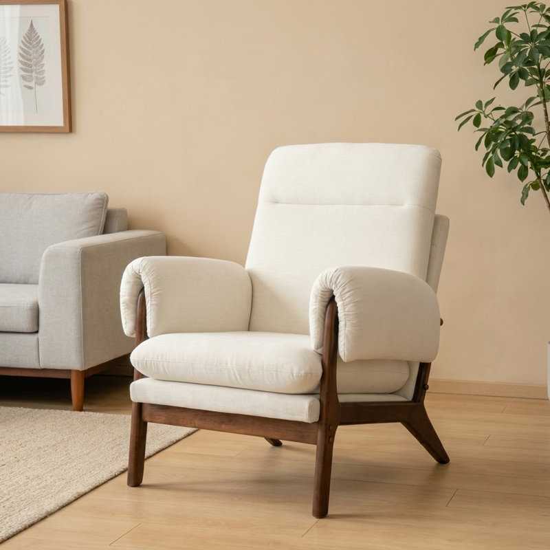 Chaise d'appoint transitionnelle traditionnelle rembourrée, Beige