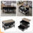 36.02in Adjustable With Crossbar, Black Side X-Shaped Metal Frame, Rectangular, Gray Washboard Coffee Table-319634840-319634843