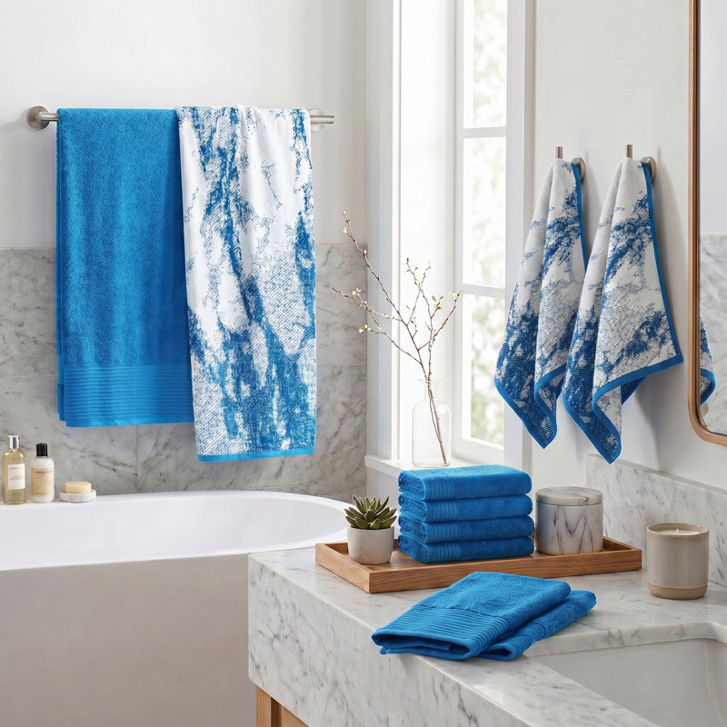 Ensemble de serviettes 100% coton à séchage rapide 500 g / m² Kreager 500 g / m², Bleu