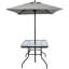 4 chaises de patio: mobilier en métal avec parasol, rouille, décoloration, table en verre trempé pour 4 personnes