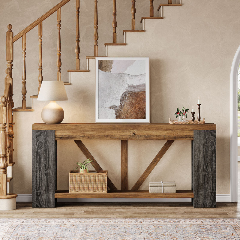 70.9" Extra Long Console Table, Wood Entry Table with Storage