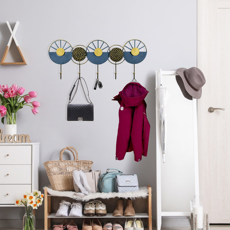 Crochet mural en métal durable, peint à la main, 23,6 po x 9,1 po | Fabrication 100% métal, épaisseur: 0,03 pouce | Idéal pour l'organisation et la décoration de la maison, design élégant et fonctionnel pour n'importe quelle pièce