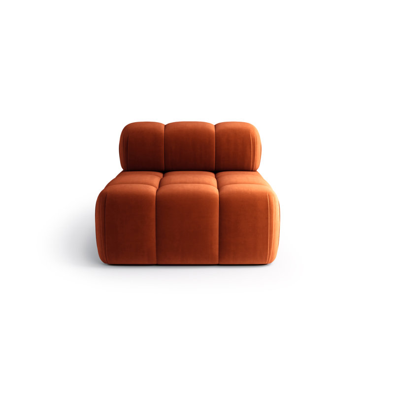1 Seater Velvet Sectional, Orange