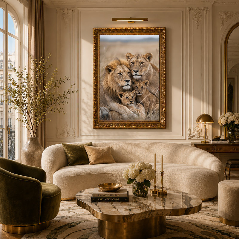 Art mural sur toile Golden Lion Family, 30"H x 20"W