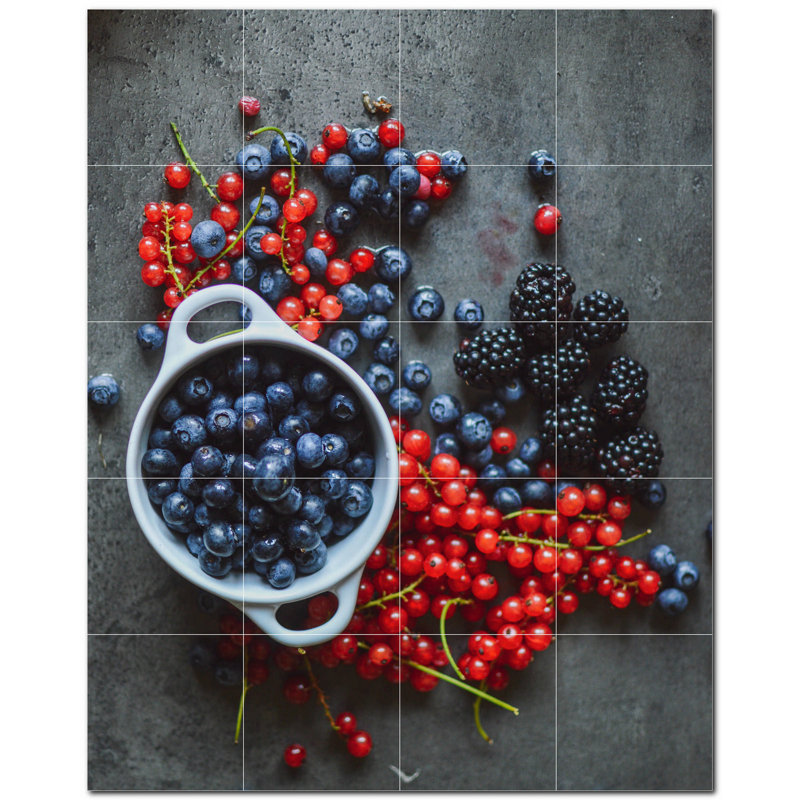 Fruit Photo 4.25'' x 4.25'' Satin Ceramic Decorative Mural