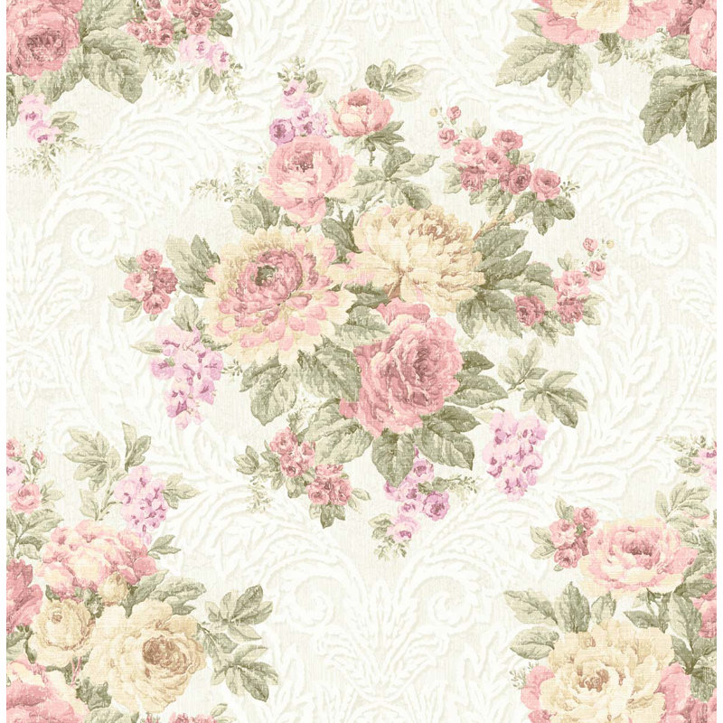 Rouleau de papier peint L 33 pi x l 20,5 po, Champagne métallique / rose pétale
