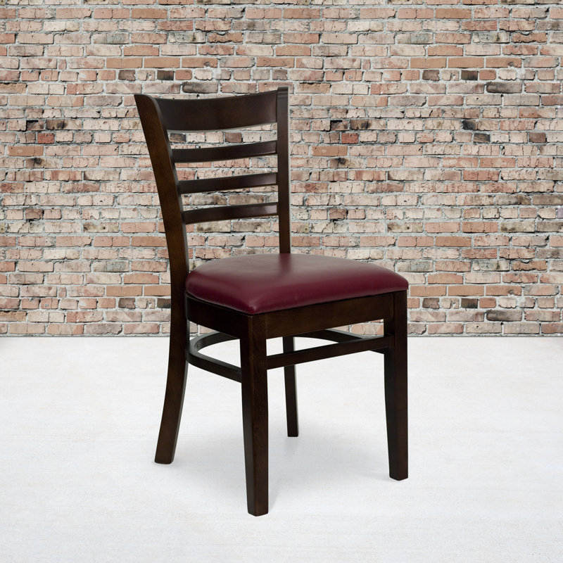 Chaise de restaurant en bois Lyman, Vinyle Bourgogne, Noyer