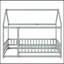 Lit simple en bois avec structure de toit, garde-corps de sécurité, gris-965788083-965788085