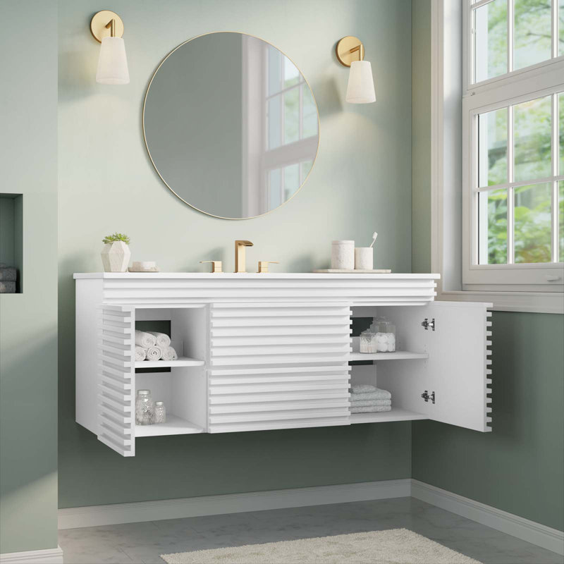 Meuble-lavabo mural 48 po Modway Render, Blanc, Blanc