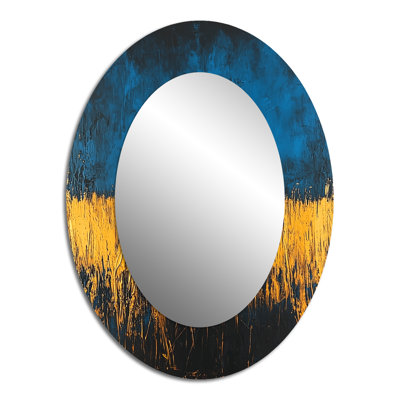 Scarecrow Silhouette At The Farm I - Blue Glam Oval Wall Mirror