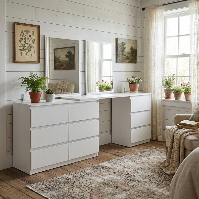 Bureau de coiffeuse avec 9 tiroirs Brance