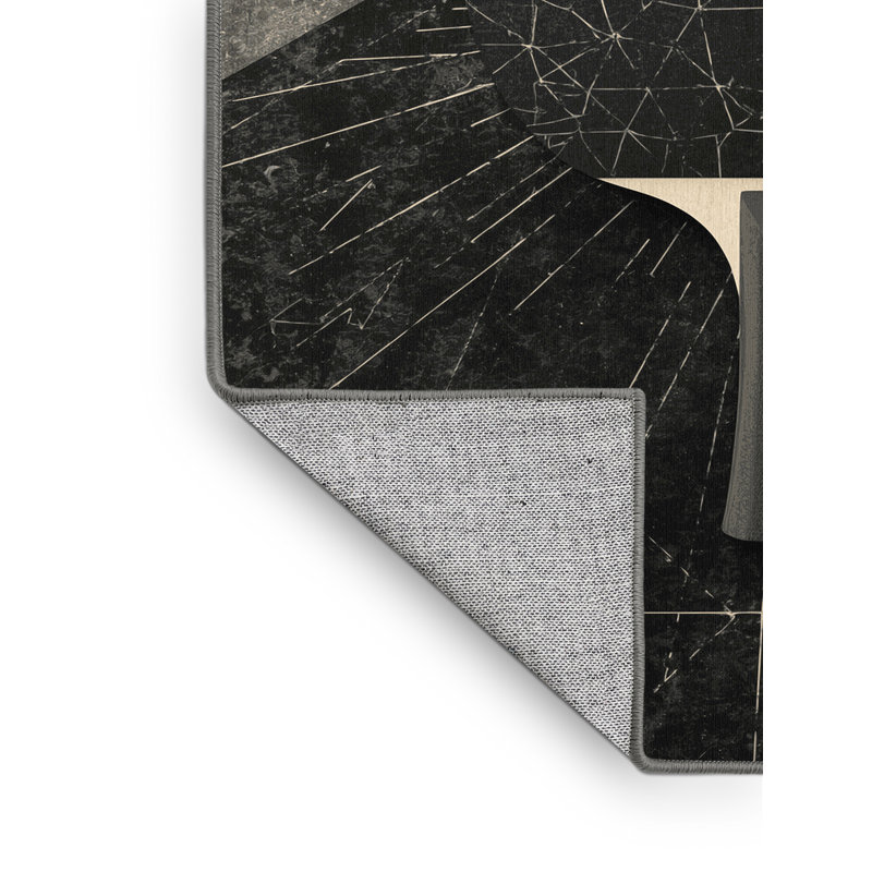 Machine Washable Aguilar Table Tennis Olympic Modern Geometric Rug in Gray – Gray Binding, 6x9