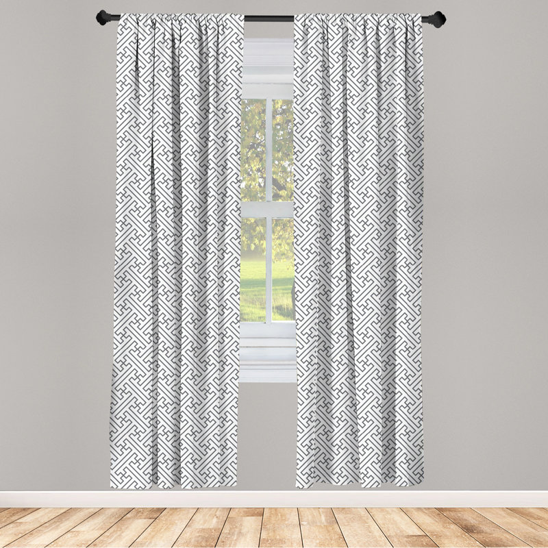 Geometric Semi-Sheer Rod Pocket Curtain Panels, 28" W x 84" L
