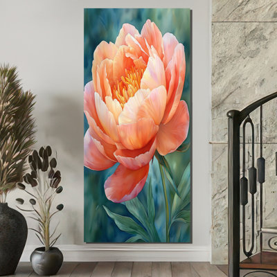 Vibrant corail pivoine Reverie II - coquelicots, art mural