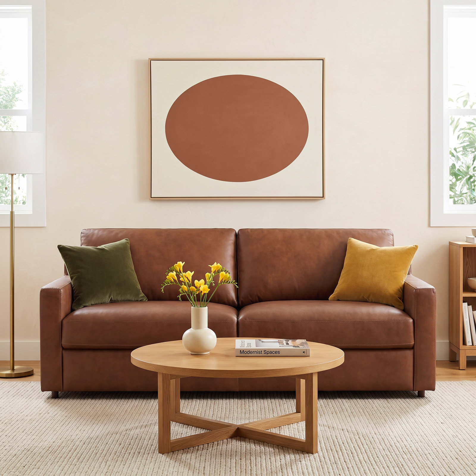 84" Genuine Leather Sofa, Vintage Brown Top Grain Genuine Leather