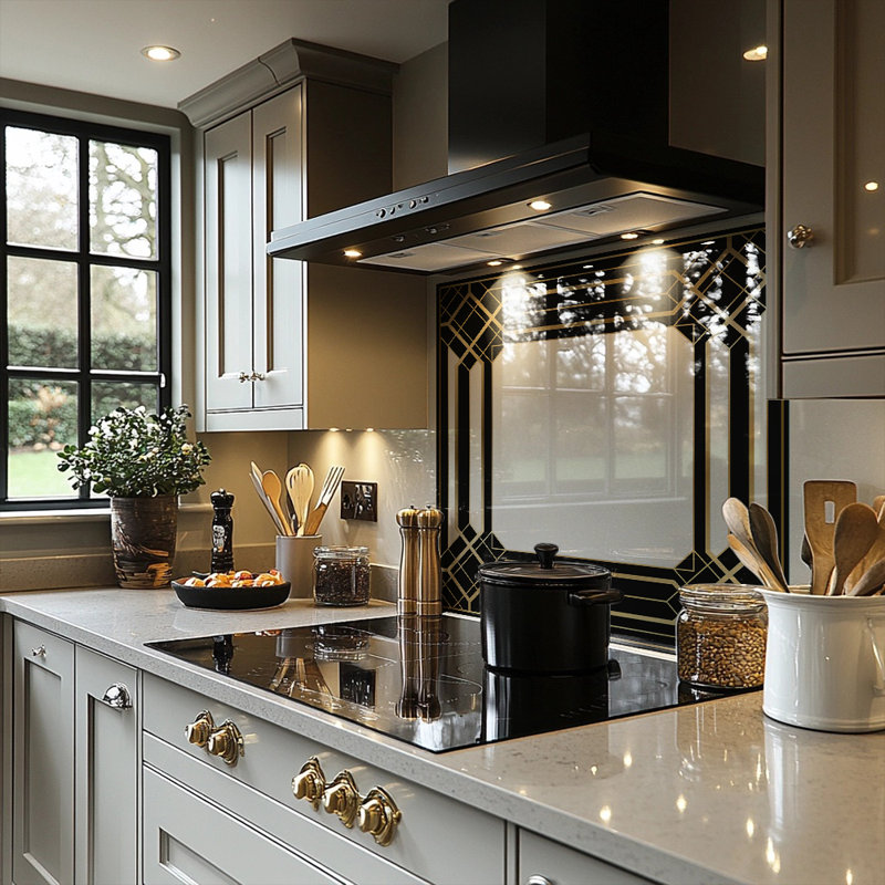 Art Deco Frame Splash Back, 90cm L x 70cm W