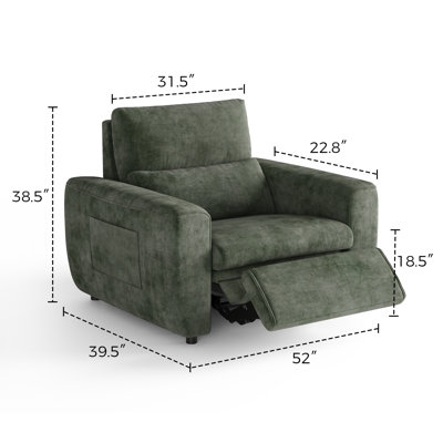 Itohan 52'' Oversized Upholstered Slipcovered Power Recliner