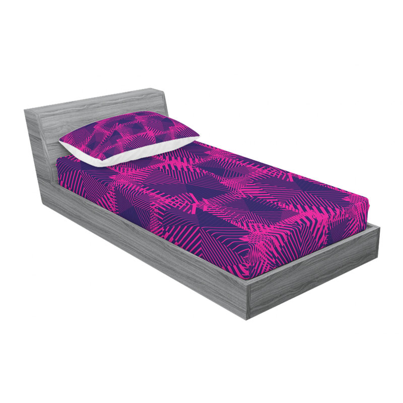 Microfiber Sheet Set, Twin Sheet Set with 1 Pillowcase, Geometric