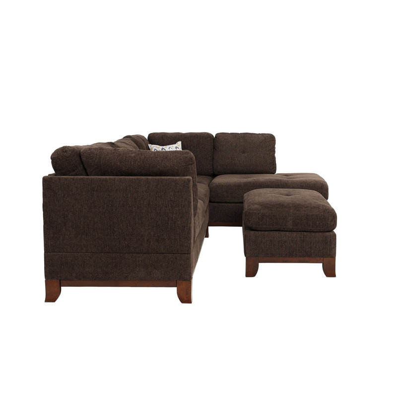 Canapé modulaire réversible en chenille avec repose-pieds
