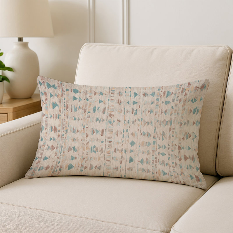 Coussin décoratif intérieur / extérieur gris Modern Modern, Gris / vert / beige Sud-Ouest 1, Rectangle H 25 po x l 18 po