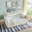 Queen Size Daybed With Two Drawers Trundle, Upholstered Sofa Bed In Vertical Stripes Linen Fabric For Modern Comfort And Storage-1737860565