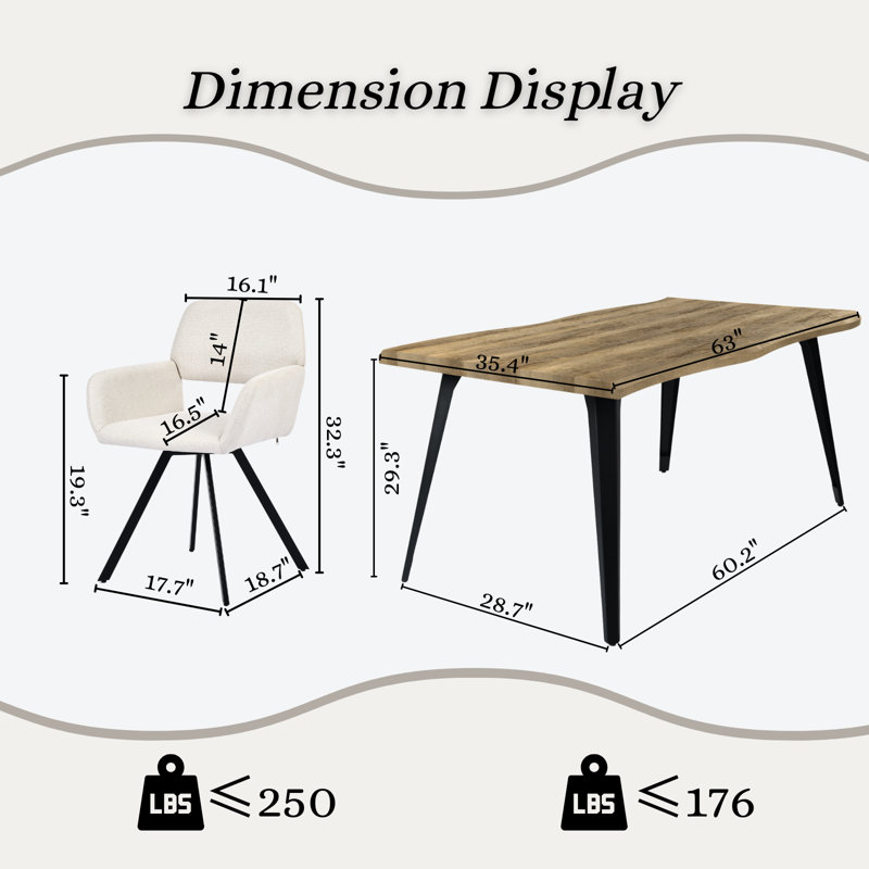 Ensemble de salle à manger 5 pièces avec chaises rembourrées pivotantes et table rectangulaire - 2 options de couleurs pour la salle à manger de cuisine