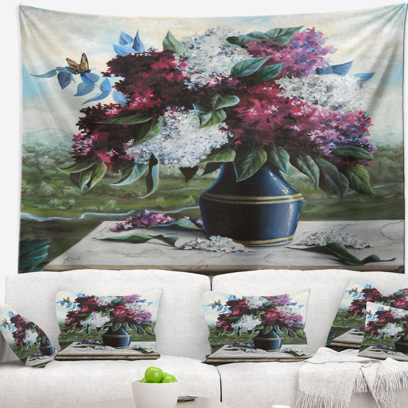 Tapisserie à fleurs, H 32 po x l 39 po