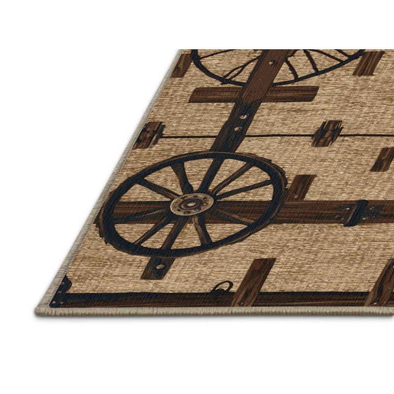  Washable Farm Wagon Farm Area Rug, Rectangle 8' x 10'