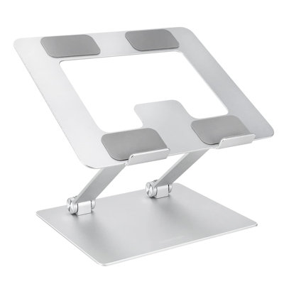Support ergonomique robuste et portatif pour ordinateur portable pour bureau, taille réglable, s'adapte à tous les ordinateurs portables et ordinateurs portables jusqu'à 17,3 pouces, argent