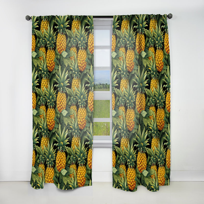 Pineapple Delight - motif tropical V - Rideau floral - Velours obscurcissant - 1 panneau, L 52 po x L 90 po
