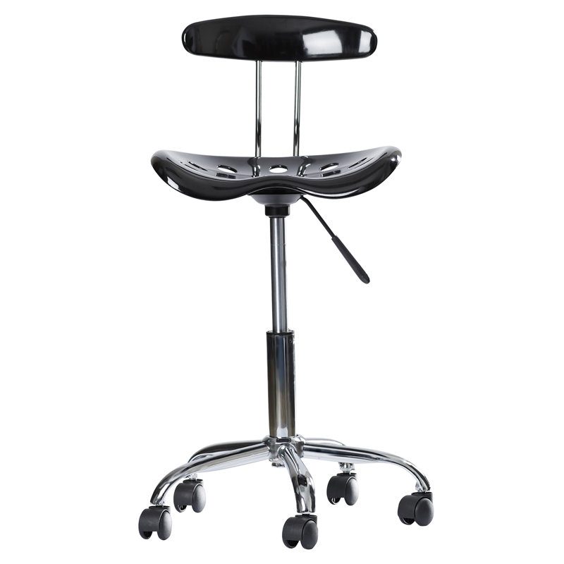 Ergonomic Swivel Black Metal Armless Task Chair with Tractor Seat