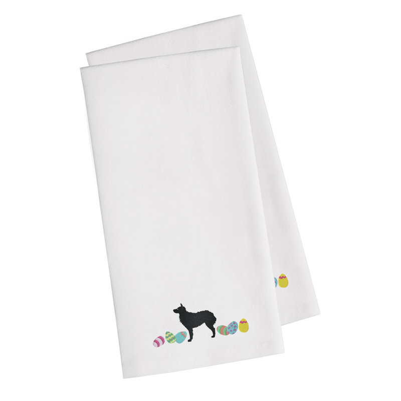 Cotton Embroidered Tea Towel Kitchen Towel, White, 28" H x 19" W x 0.1" D