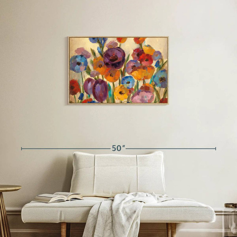 Garden Hues I, Cadre flottant en bois naturel, 31 po x 21 po